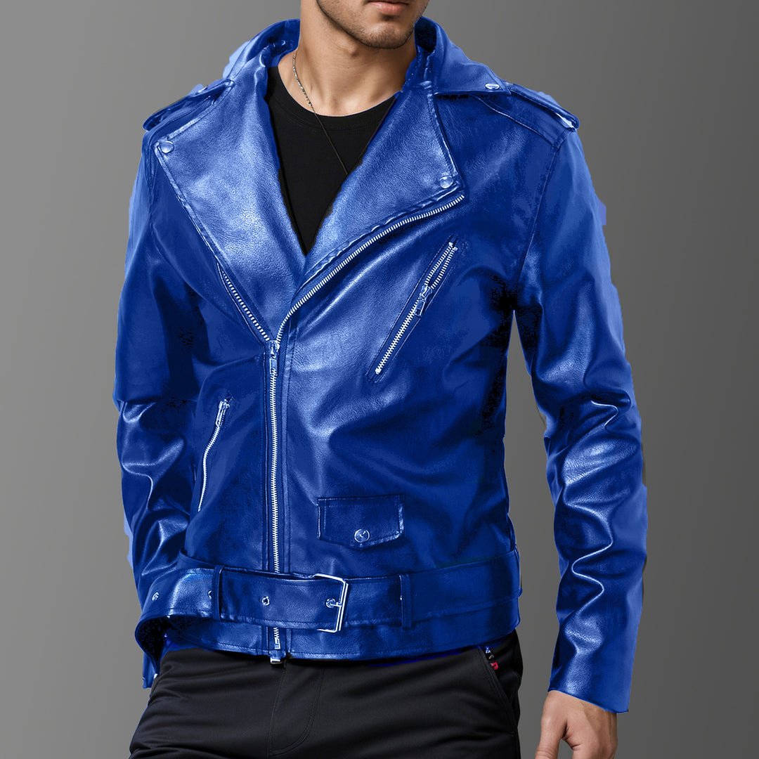 Herren Leder Bikerjacke mit Utility-Taschen