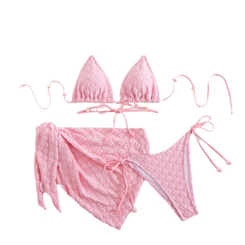 Damen Triangel-Bikini mit floralem Muster und dazugehörigem Rock R&B