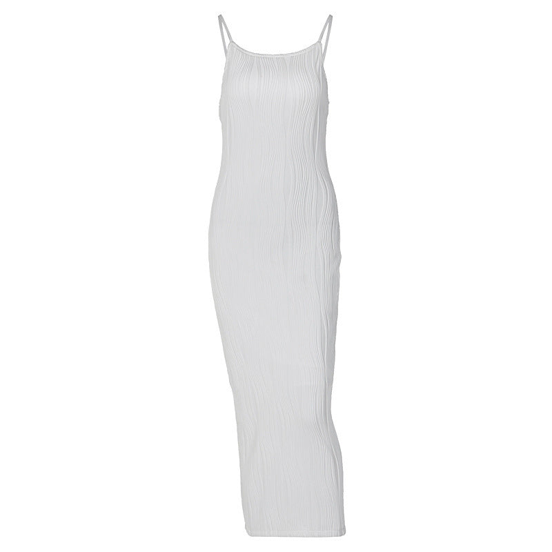 Damen Maxikleid im eleganten Wellenmuster mit Spaghettiträgern R&B