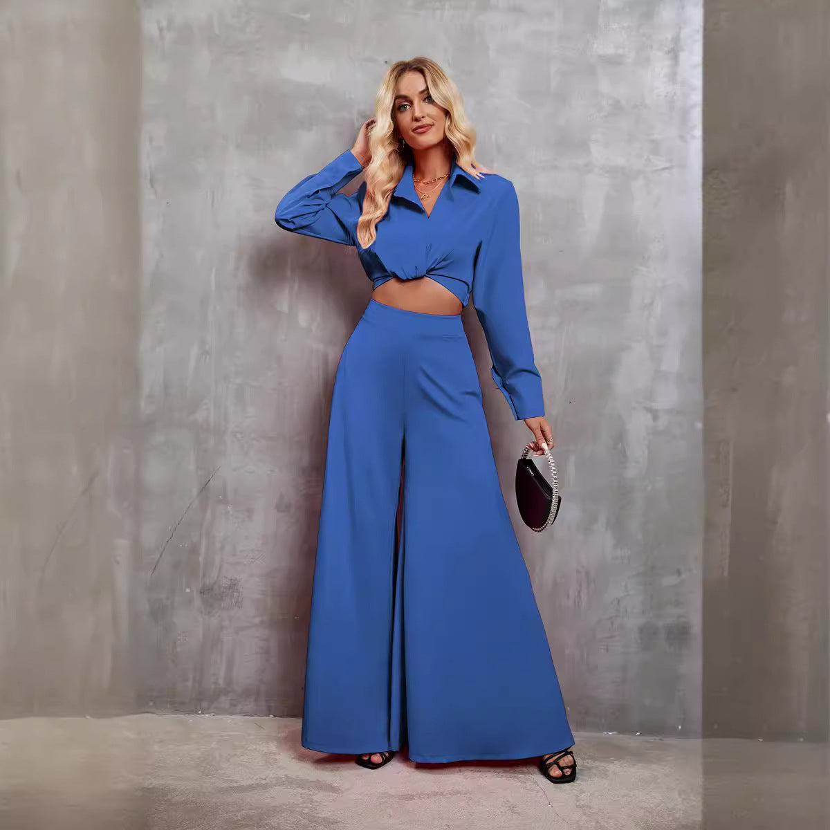 Damen Set mit cropped Bluse und weiter Hose R&B