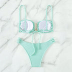 Damen Bikini-Set mit modischem Push-Up-Oberteil und elegantem Gummidetail R&B