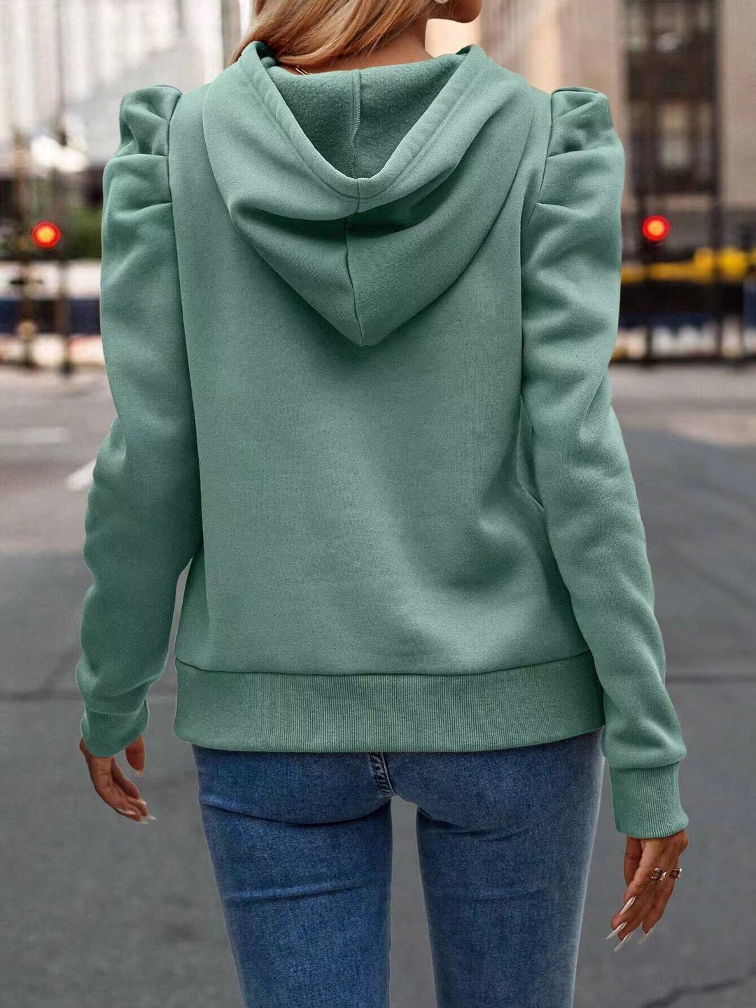 Damen modischer Kapuzenpullover mit voluminösen Ärmeln und lässigem Schnitt R&B