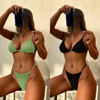 Damen Triangel-Bikini mit Rüschendesign und verstellbaren Trägern