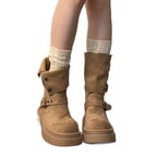 Damen Trendige Stiefel mit praktischem Schnallenverschluss und dicker Sohle R&B