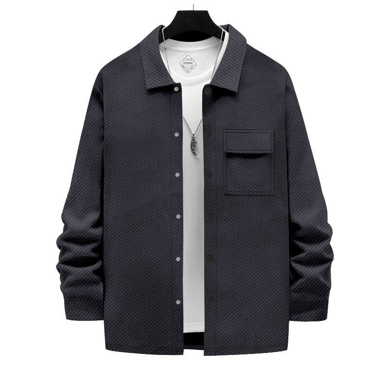 Herren lässige Freizeitjacke mit strukturiertem Design und praktischen Taschen R&B