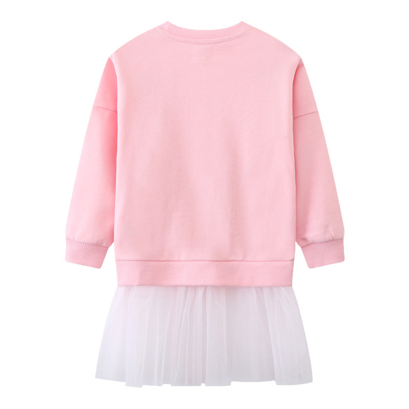 Mädchen Sweatshirt mit Tüllrock und bunten Ballerina-Applikationen R&B
