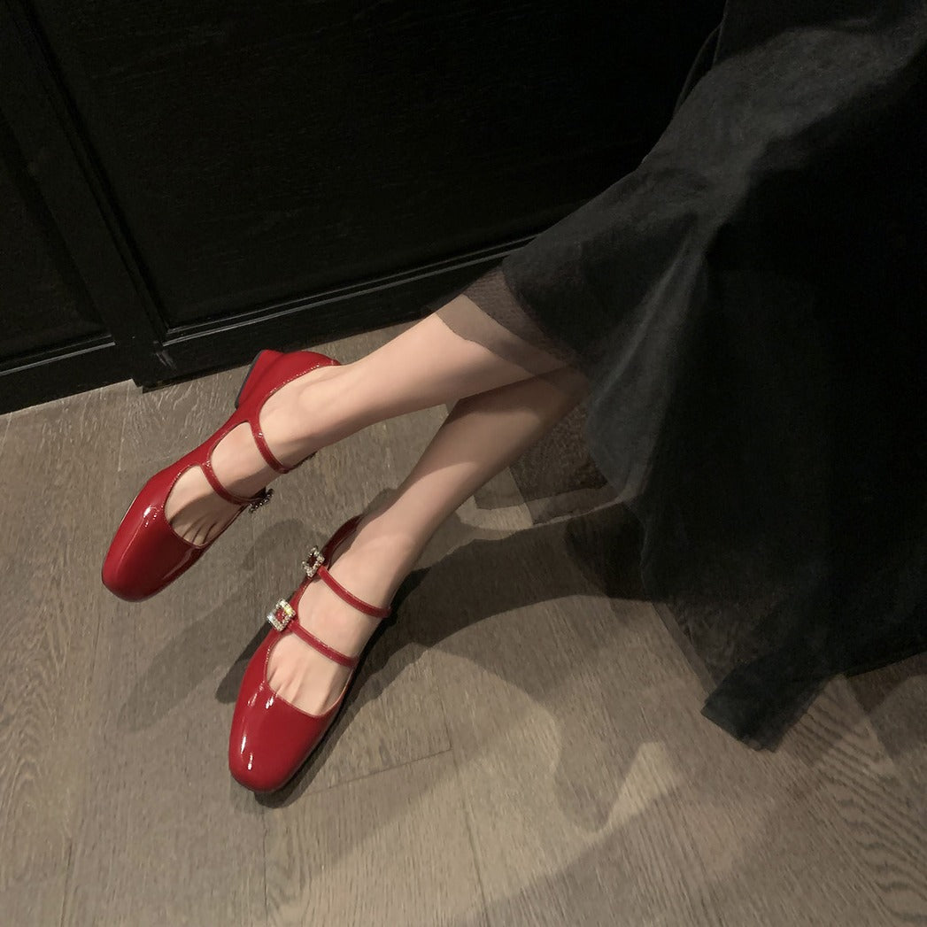 Damen elegante Slingback-Ballerinas mit funkelnden Schnallen R&B