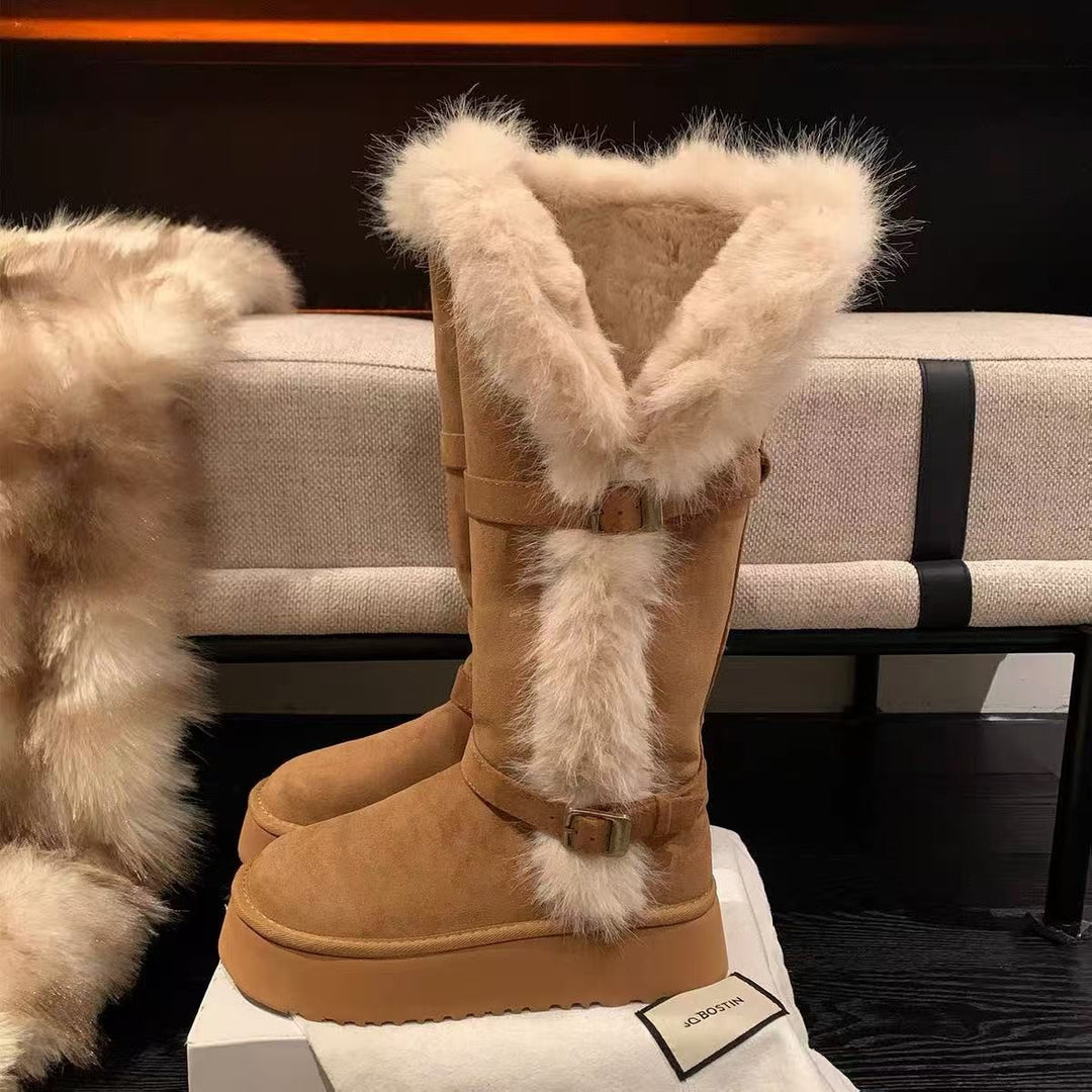 Damen Kuschelige Winterstiefel mit dekorativem Kunstfellabschluss R&B