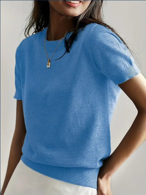 Damen Feinstrickpullover mit Kurzarmiger Silhouette und Weich Fließendem Material R&B