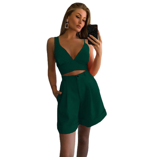 Damen Crop-Top und Shorts Set R&B