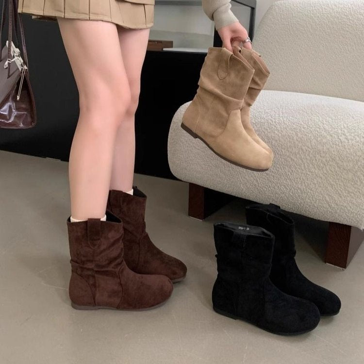 Damen Elegante Stiefel mit weichem Veloursleder und rutschfester Sohle R&B