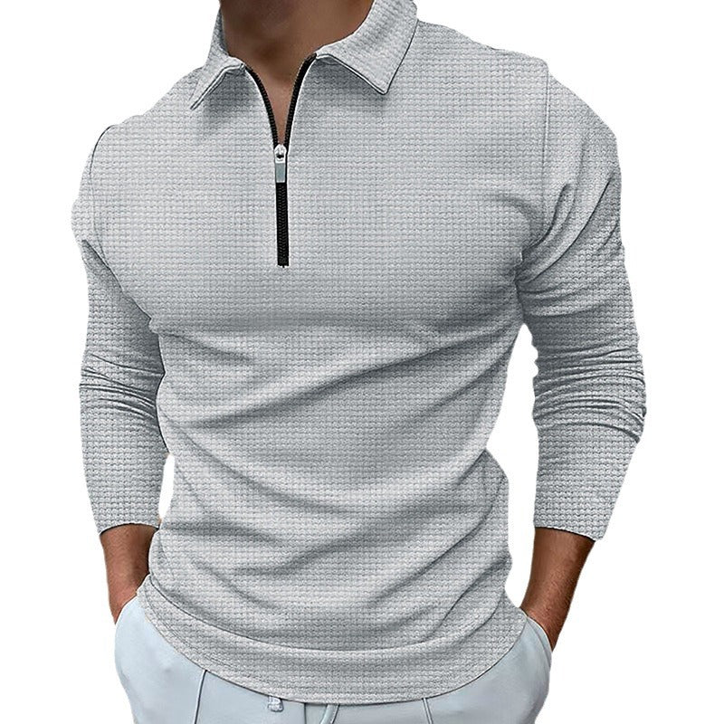 Herren Langarm Polo-Shirt mit modernem Reißverschluss und atmungsaktiver Struktur R&B