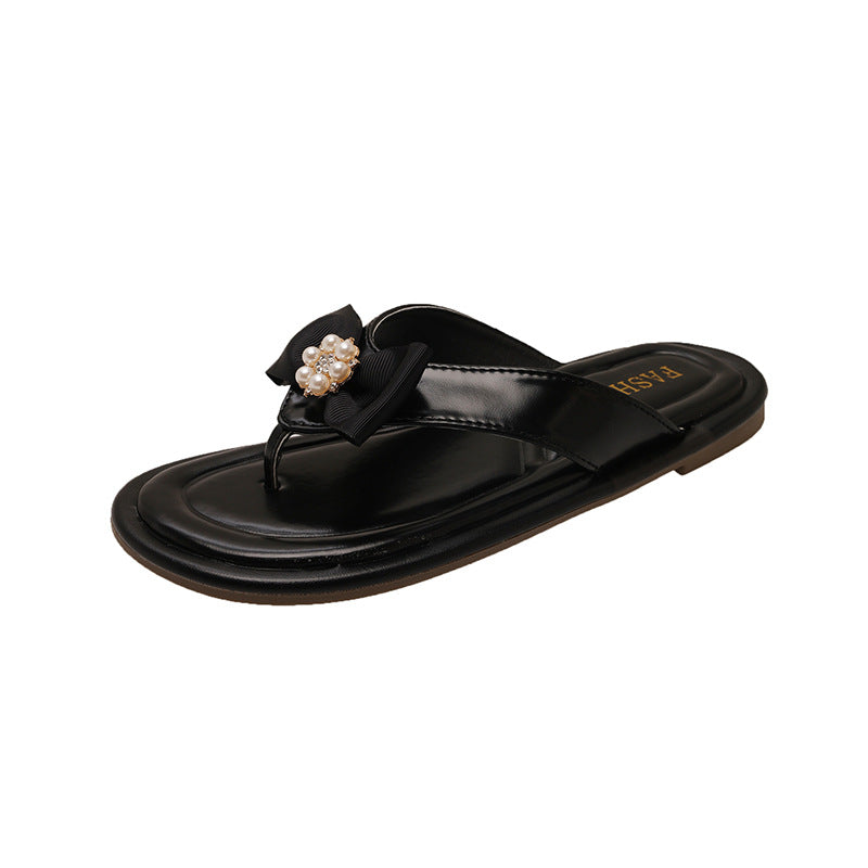 Damen Zierliche Zehentrenner-Sandalen mit eleganter Schleifen-Applikation R&B
