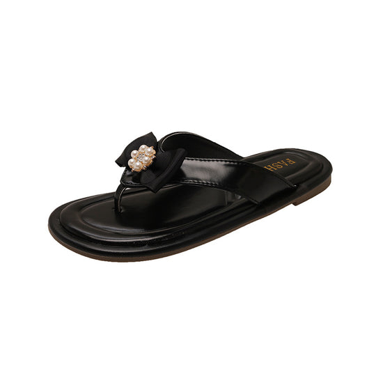 Damen Zierliche Zehentrenner-Sandalen mit eleganter Schleifen-Applikation R&B