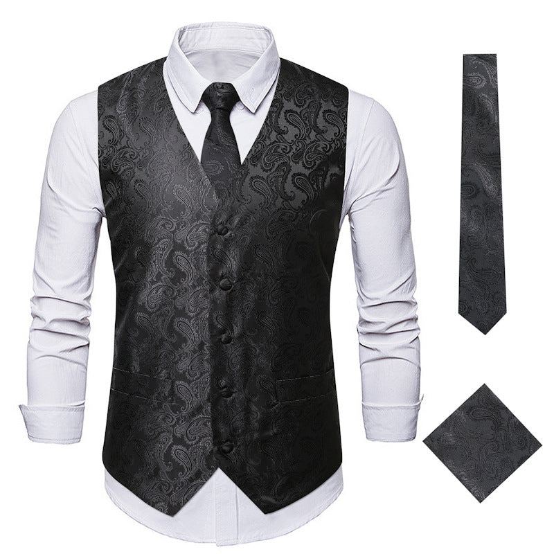 Herren elegante Anzugweste mit eleganten Paisley-Muster und passendem Zubehör R&B