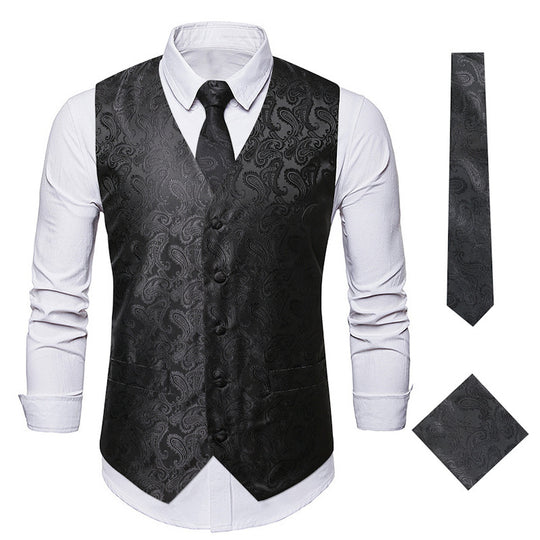 Herren elegante Anzugweste mit eleganten Paisley-Muster und passendem Zubehör R&B