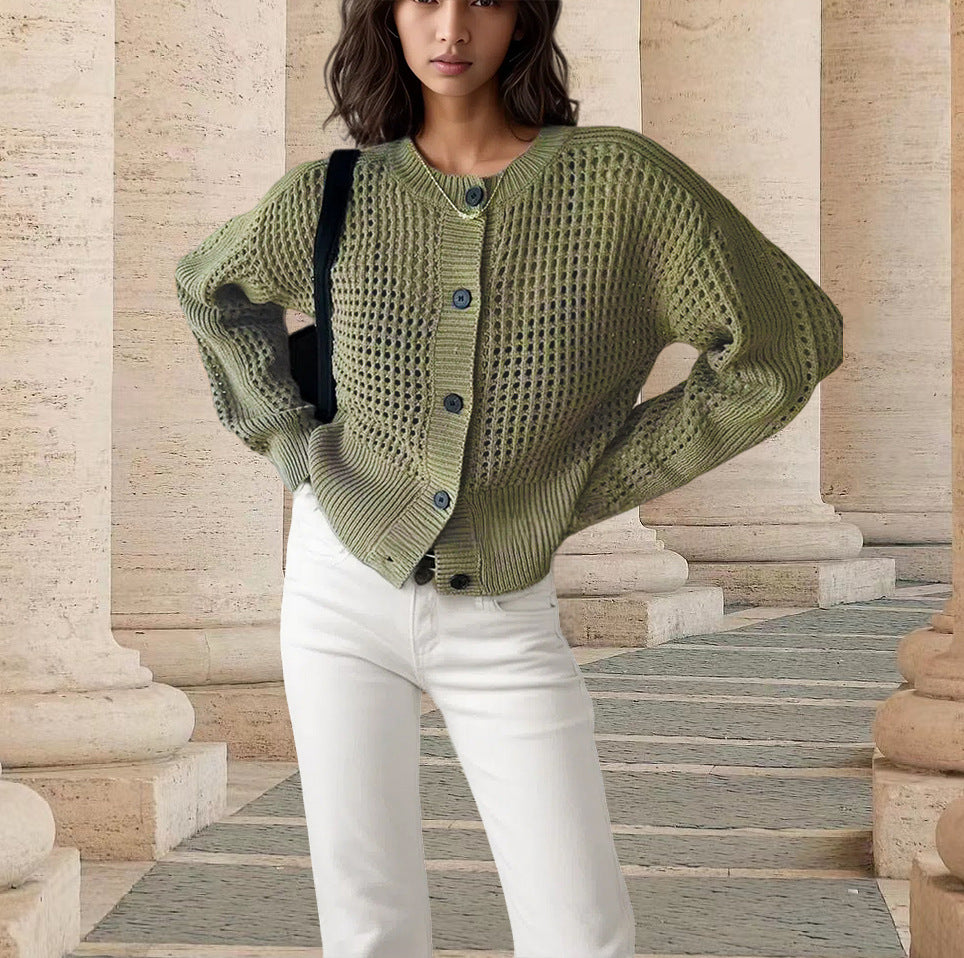 Damen Strickjacke mit luftiger Netzstruktur R&B