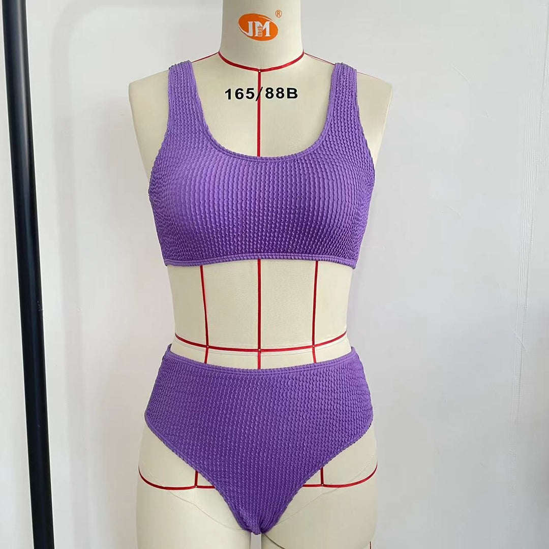 Damen High-Waist Bikini-Set mit modischem Rippstrick R&B