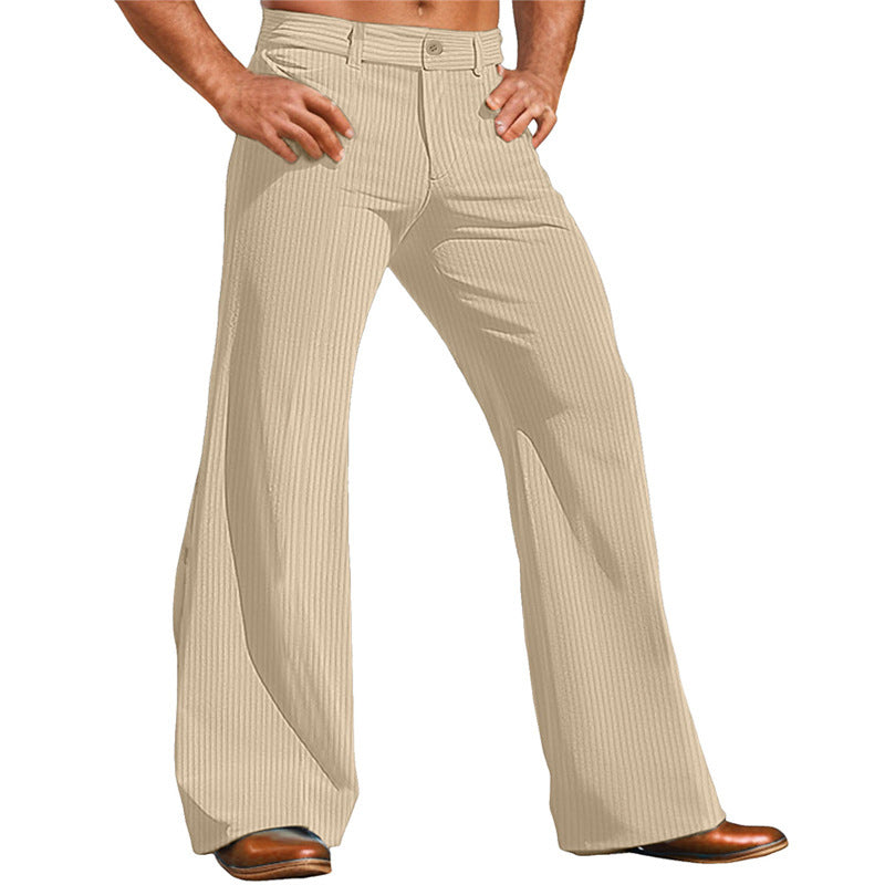 Herren elegante Flared Hose im Vintage-Stil mit Streifenmuster R&B