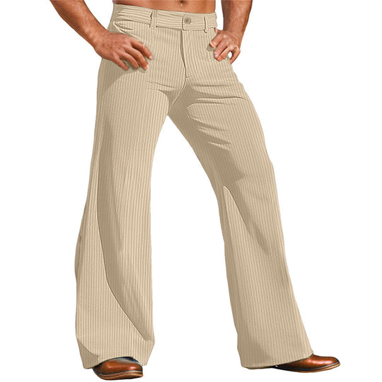 Herren elegante Flared Hose im Vintage-Stil mit Streifenmuster R&B