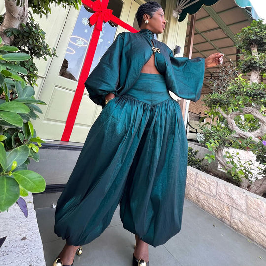 Damen Elegantes Ensemble mit Volant und weit geschnittenem Oberteil R&B