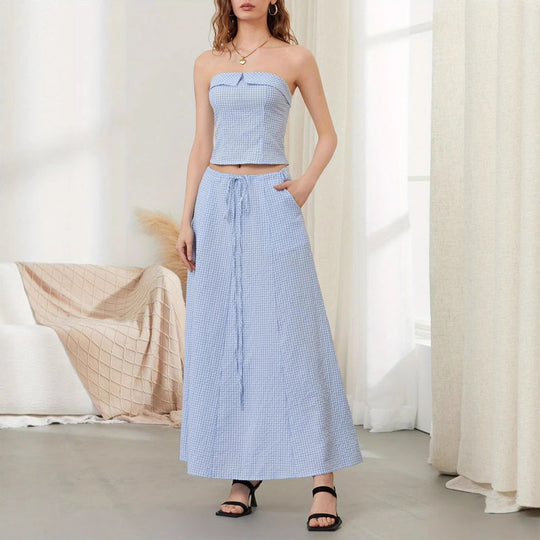 Damen Maxikleid im karierten Design R&B