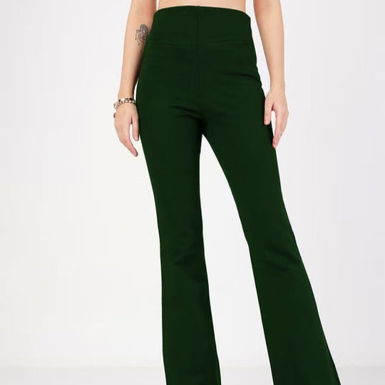 Damen Flared Pants mit hohem Bund und elastischem Material R&B