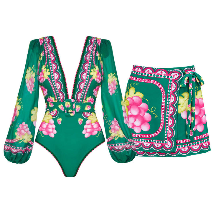 Damen Stylish Elegantes Badeanzug- und Rockset R&B