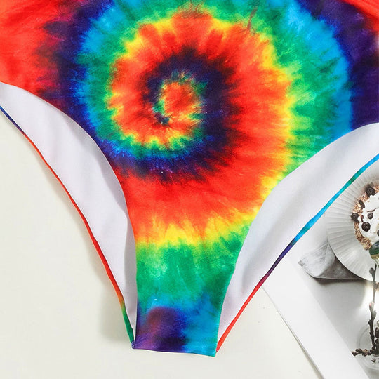 Damen Zweiteiliges Badeanzug-Set mit buntem Spiral-Design R&B