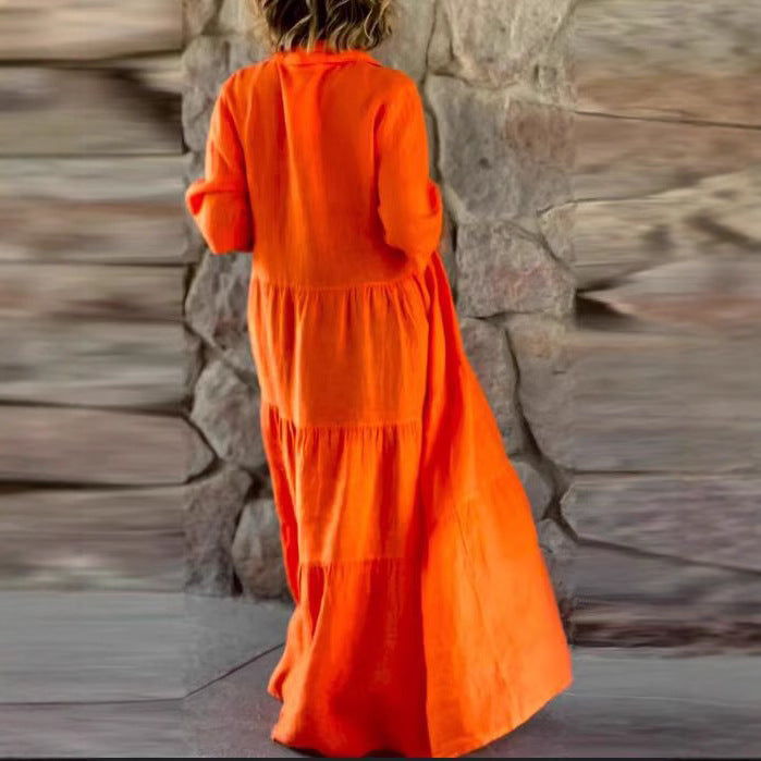 Damen Maxikleid mit Knopfleiste und lässigem Schnitt Heidi-Mode