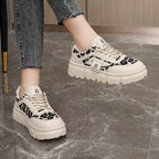 Damen Sportliche Chunky Sneakers mit einzigartigem Leopardenmuster und dämpfender Sohle R&B