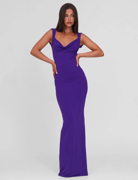 Damen nan körperbetontes Abendkleid mit quadratischem Ausschnitt und breiten Trägern R&B