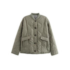 Damen gesteppte Kurzjacke mit Taschen und modernem Kragen R&B