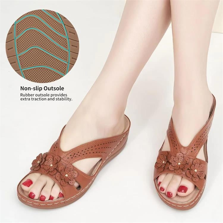 Damen komfortable Riemensandalen mit floralen Applikationen R&B