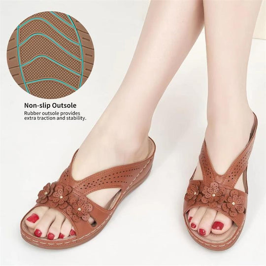 Damen komfortable Riemensandalen mit floralen Applikationen R&B
