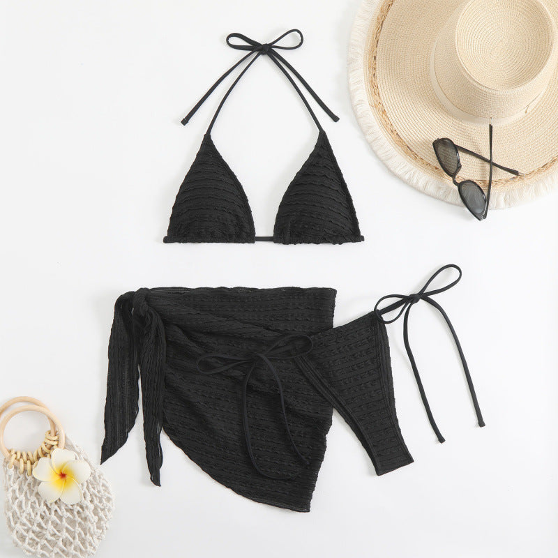 Damen Triangel-Bikini mit verstellbarem Wickelrock und stylischen Rüschendetails R&B