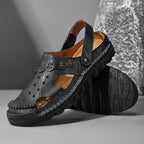 Damen Sommerliche offene Ledersandalen mit atmungsaktiver Oberstruktur R&B