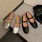 Damen Ballerinas mit modischem Riemchen und glänzender Oberfläche R&B