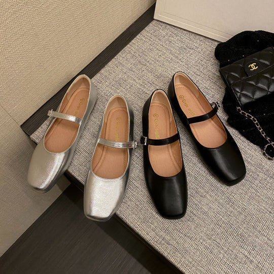 Damen Ballerinas mit modischem Riemchen und glänzender Oberfläche R&B
