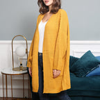 Damen lässiger Strickcardigan mit Taschen und offenem Schnitt