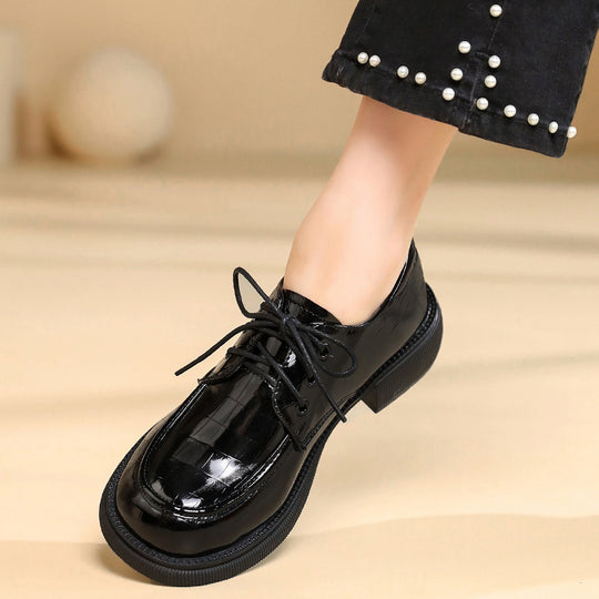 Damen Klassische Schnürschuhe aus hochwertigem Kunstleder mit rutschfester Sohle R&B