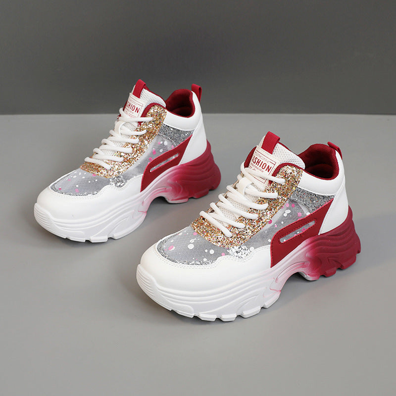 Damen Sportliche Sneakers mit schimmernden Akzenten und bequemer Dämpfung Heidi Mode