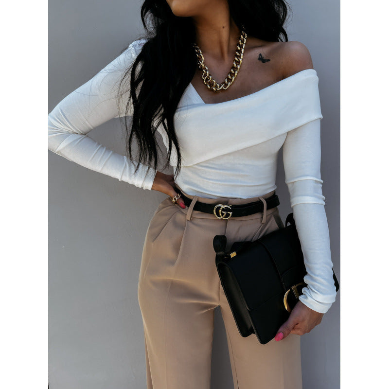 Damen asymmetrisches One-Shoulder-Top R&B