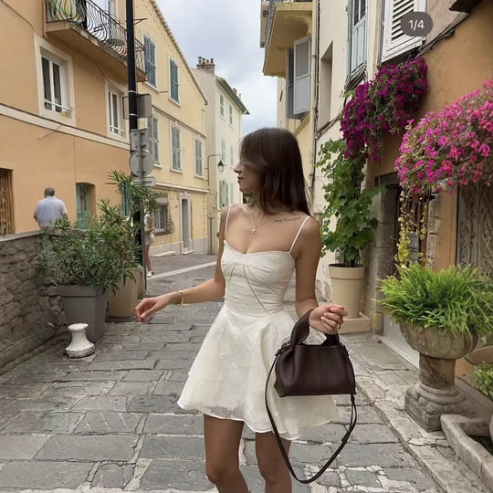 Damen Kleid mit floralem Spitzenmuster und verstellbaren Trägern R&B