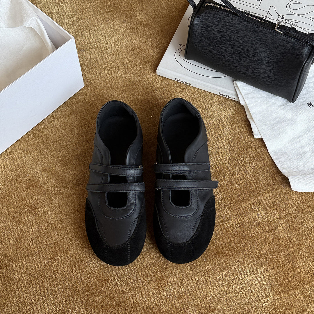 Damen Ballerina-Schuhe im modernen Metallic-Look mit doppeltem Riemchen R&B