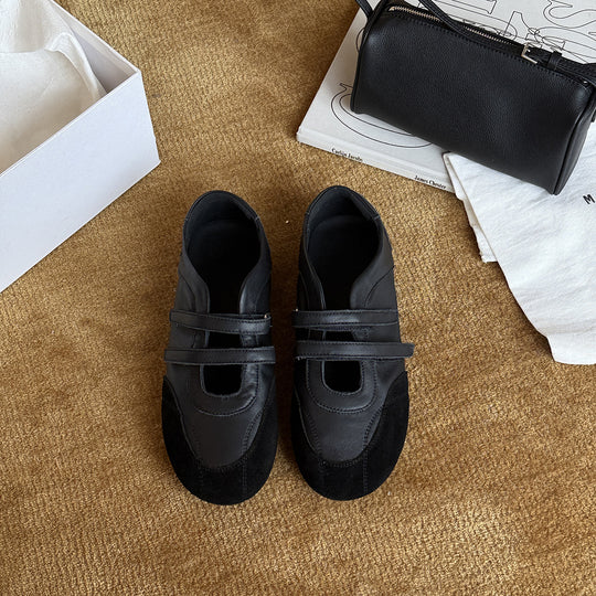 Damen Ballerina-Schuhe im modernen Metallic-Look mit doppeltem Riemchen R&B