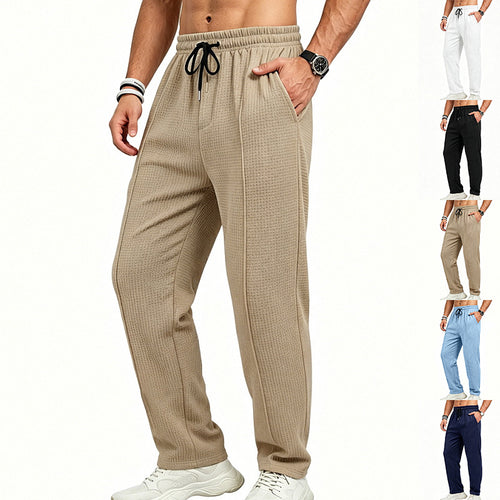 Herren nan gerade geschnittene Relaxhose mit dekorativer Mittelnaht, elastischem Tunnelzugbund und seitlichen Eingrifftaschen R&B