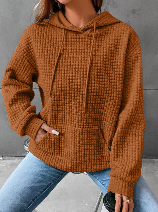 Damen stylischer Hoodie mit strukturiertem Material und Kängurutasche R&B