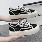 Damen modische Sneaker mit trendiger Perlenschnürung und robuster Gummisohle