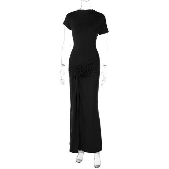 Damen Elegantes Maxikleid mit Drapierung und asymmetrischem Saum R&B